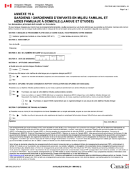 Document preview: Forme IMM5982 Agenda 19A Gardiens / Gardiennes D'enfants En Milieu Familial Et Aides Familiaux a Domicile (Langue Et Etudes) - Canada (French)