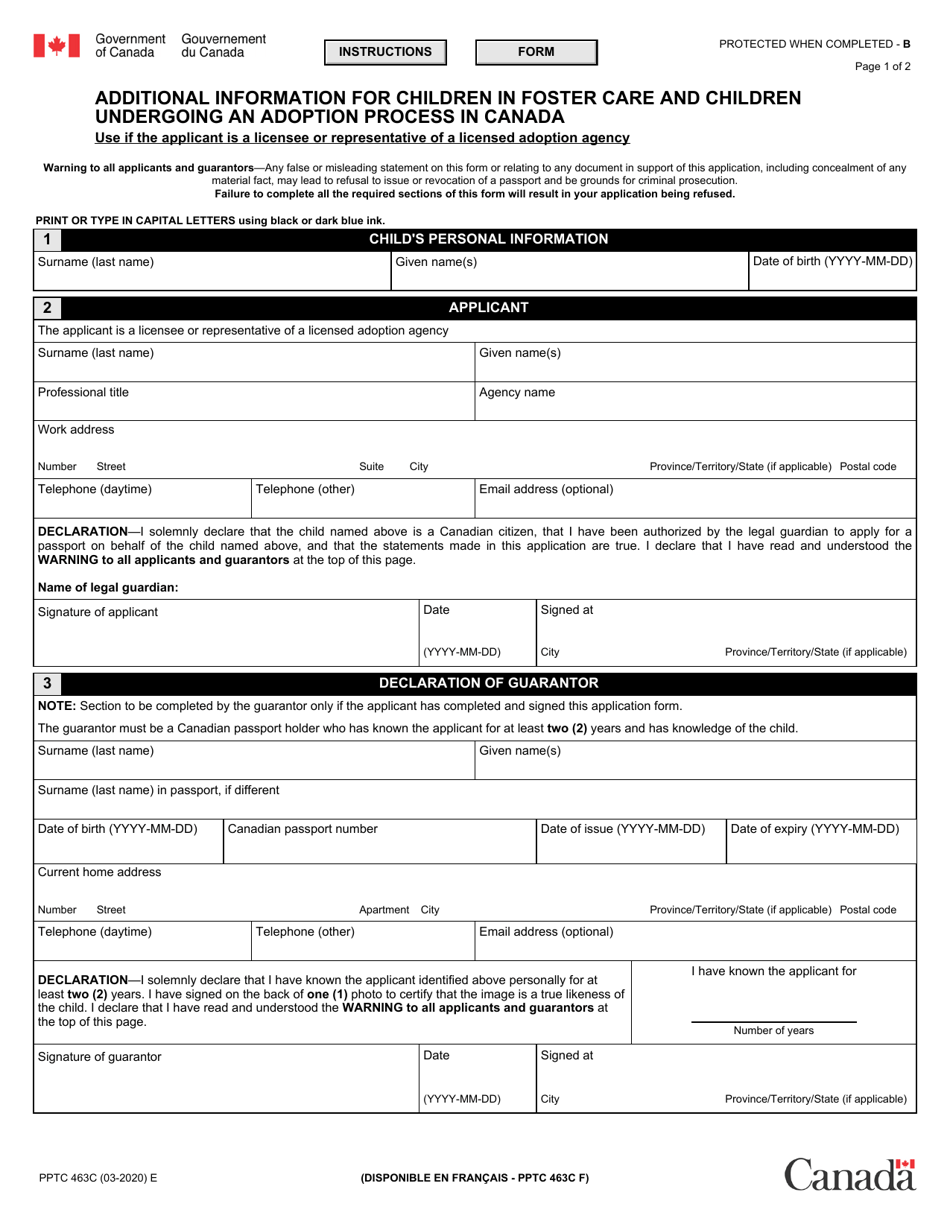 Form PPTC463C - Fill Out, Sign Online and Download Fillable PDF, Canada ...