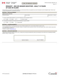 Form PPTC643 &quot;Request - Sex or Gender Identifier - Adult 16 Years or Older&quot; - Canada