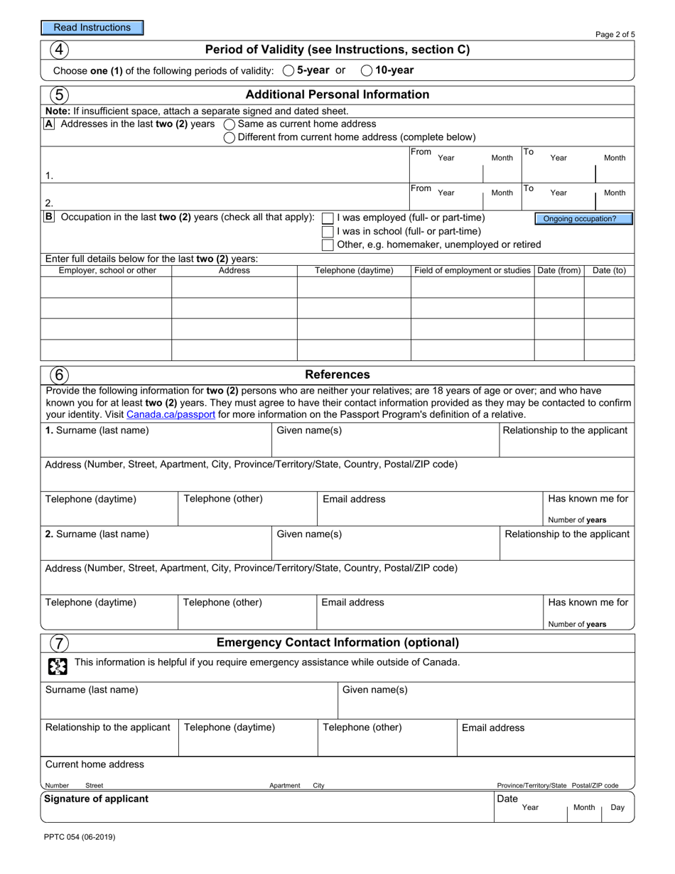 Form PPTC054 Adult Simplified Renewal Passport Application for Eligible Canadians Applying in Canada or the Usa - Canada, Page 2
