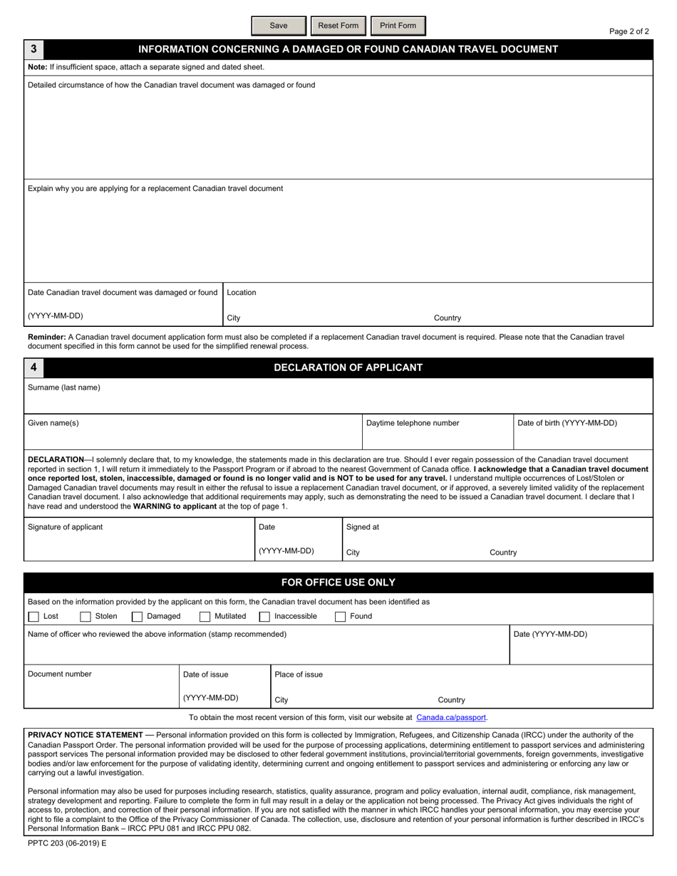 Form PPTC203 - Fill Out, Sign Online and Download Fillable PDF, Canada ...