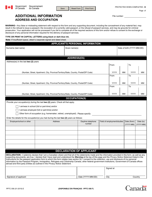 Form PPTC056  Printable Pdf