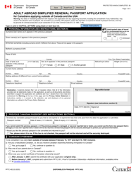 Document preview: Form PPTC482 Adult Abroad Simplified Renewal Passport Application for Canadians Applying Outside of Canada and the Usa - Canada