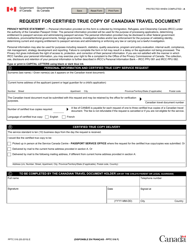 Form PPTC516 &quot;Request for Certified True Copy of Canadian Travel Document&quot; - Canada