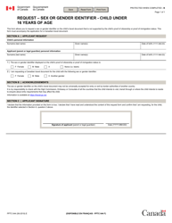Form PPTC644 &quot;Request - Sex or Gender Identifier - Child Under 16 Years of Age&quot; - Canada