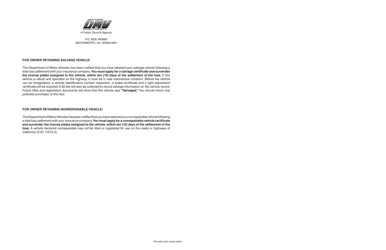 Form REG488C Application for Salvage Certificate or Non Repairable Vehicle Certificate - California, Page 2