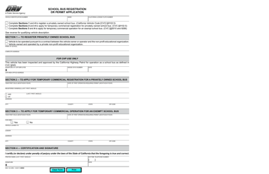 Document preview: Form REG123 School Bus Registration or Permit Application - California