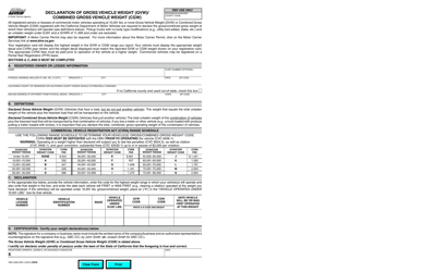 Document preview: Form REG4008 Declaration of Gross Vehicle Weight (GVW)/Combined Gross Vehicle Weight (CGW) - California