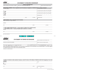 Document preview: Form REG101 Statement to Record Ownership/Statement of Error or Erasure - California