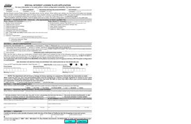 Form REG17 &quot;Special Interest License Plate Application&quot; - California