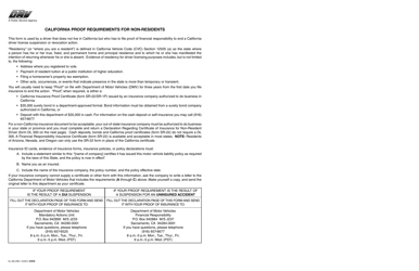 Form DL300 Declaration Regarding Certificate of Insurance for Non-resident Driver - California