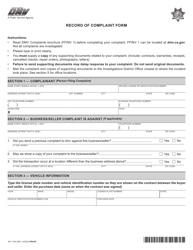 Document preview: Form INV172A Record of Complaint Form - California