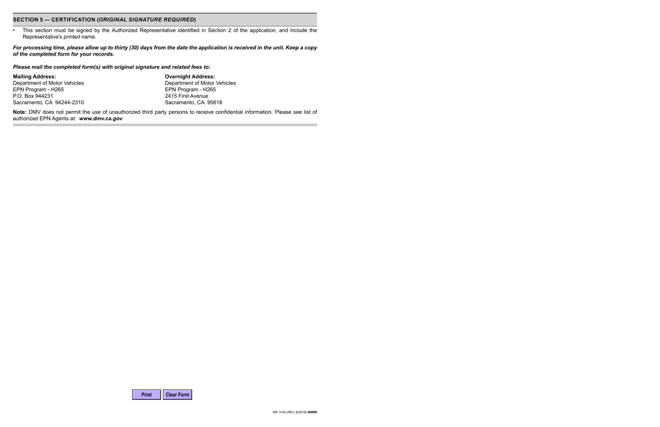 Form INF1104 Employer Pull Notice Program Enrollment Application - California, Page 2
