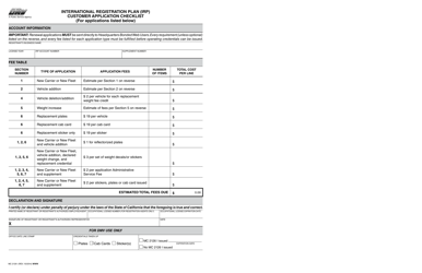 Form MC2129 I International Registration Plan (Irp) Customer Application Checklist - California