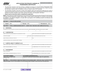 Form REG1300 Application for Private Carrier of Passengers Certificate - California, Page 4