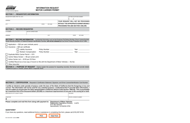 Document preview: Form MC430 M Information Request - Motor Carrier Permit - California
