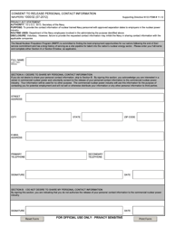 Document preview: NAVPERS Form 1000/32 Consent to Release Personal Contact Information