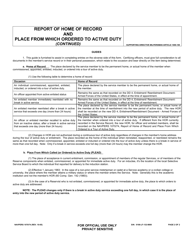 NAVPERS Form 1070/74 Officer&#039;s Report of Home of Record and Place From Which Ordered to Active Duty, Page 2