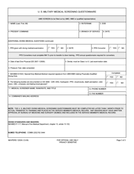 NAVPERS Form 1200/6 U.S. Military Diving Medical Screening Questionnaire, Page 3