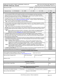 NAVPERS Form 1300/22 Mobilization Deployment Screening Checklist, Page 2