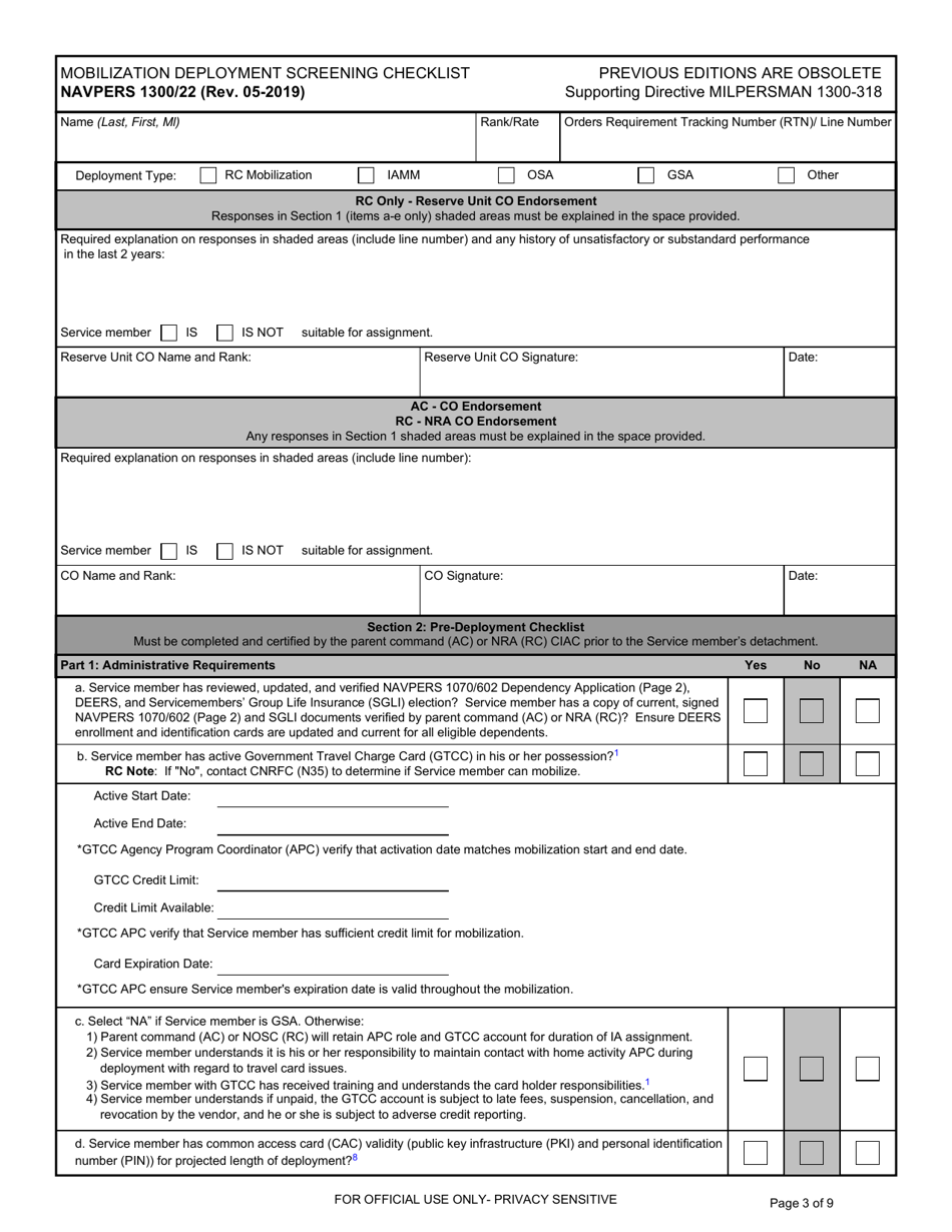 Navpers Form 130022 Fill Out Sign Online And Download Fillable Pdf Templateroller 7189