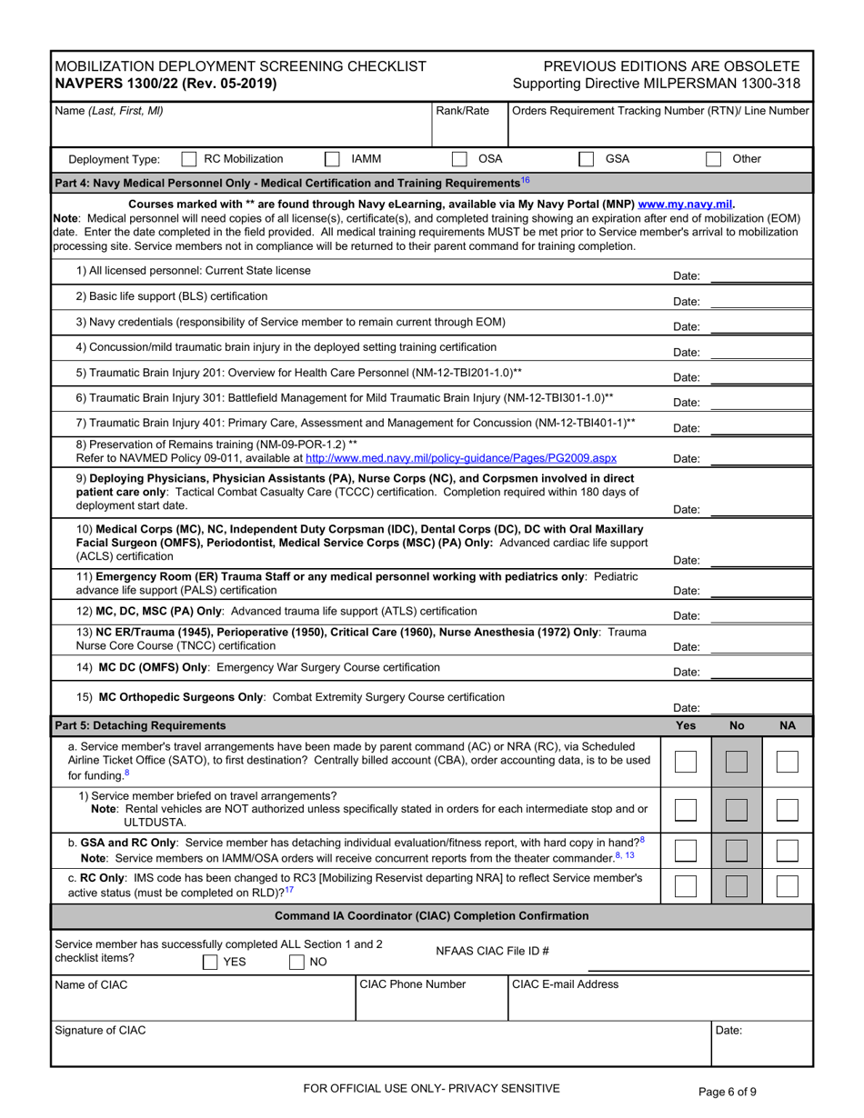 Navpers Form 130022 Fill Out Sign Online And Download Fillable Pdf Templateroller 9841