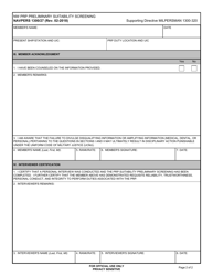 NAVPERS Form 1300/27 Personnel Reliability Program (PRP) Suitability Preliminary Screening, Page 2
