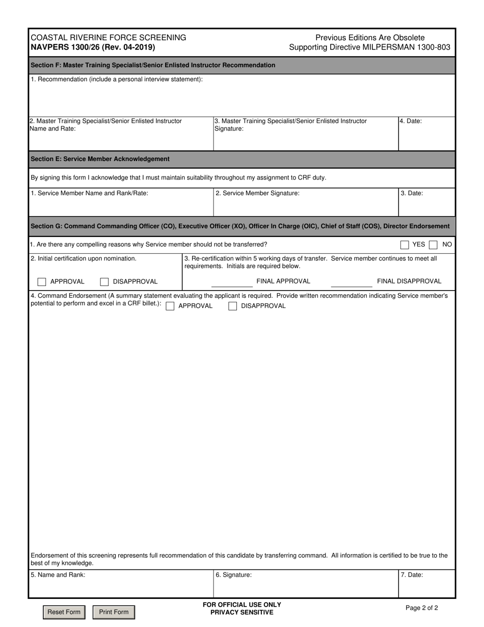 Navpers Form 130026 Fill Out Sign Online And Download Fillable Pdf Templateroller 6629