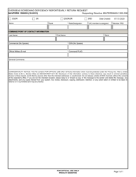 Document preview: NAVPERS Form 1300/28 Overseas Screening Deficiency Report/Early Return Request