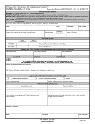 NAVPERS Form 1331/5 &quot;Application for Recall to Extended Active Duty&quot;
