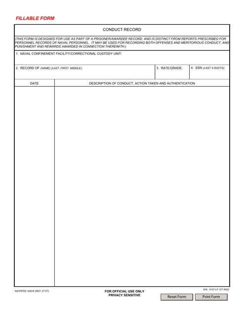 NAVPERS Form 1640/8  Printable Pdf
