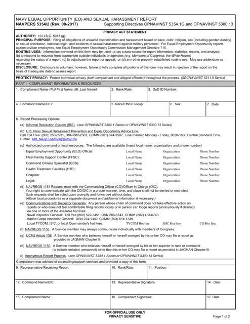 NAVPERS Form 5354/2  Printable Pdf