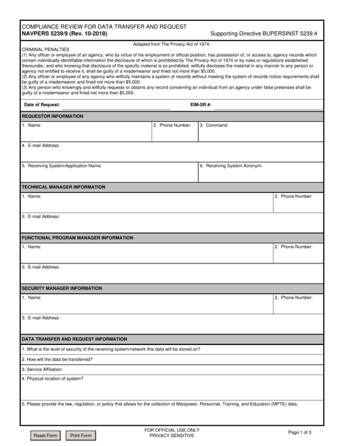NAVPERS Form 5239/9  Printable Pdf
