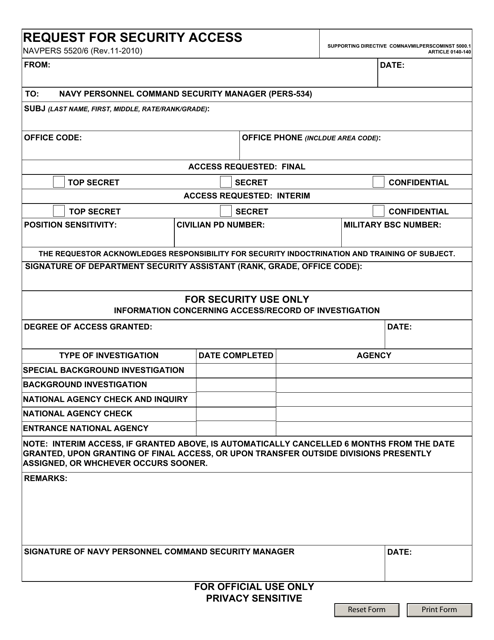 NAVPERS Form 5520/6  Printable Pdf