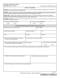 Document preview: NAVPERS Form 5370/1 Hotline Complaint Form