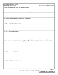 NAVPERS Form 5370/1 Hotline Complaint Form, Page 2