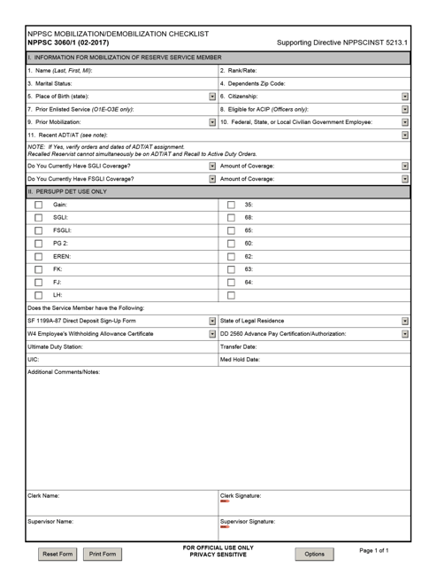 Form NPPSC3060/1  Printable Pdf