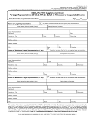 Document preview: Form PTO/SB/02LR Declaration Supplemental Sheet for Legal Representatives (35 U.s.c. 117) on Behalf of a Deceased or Incapacitated Inventor