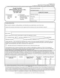 Document preview: Form PTO/SB/03 Plant Patent Application (35 Usc 161) Declaration (37 Cfr 1.63)