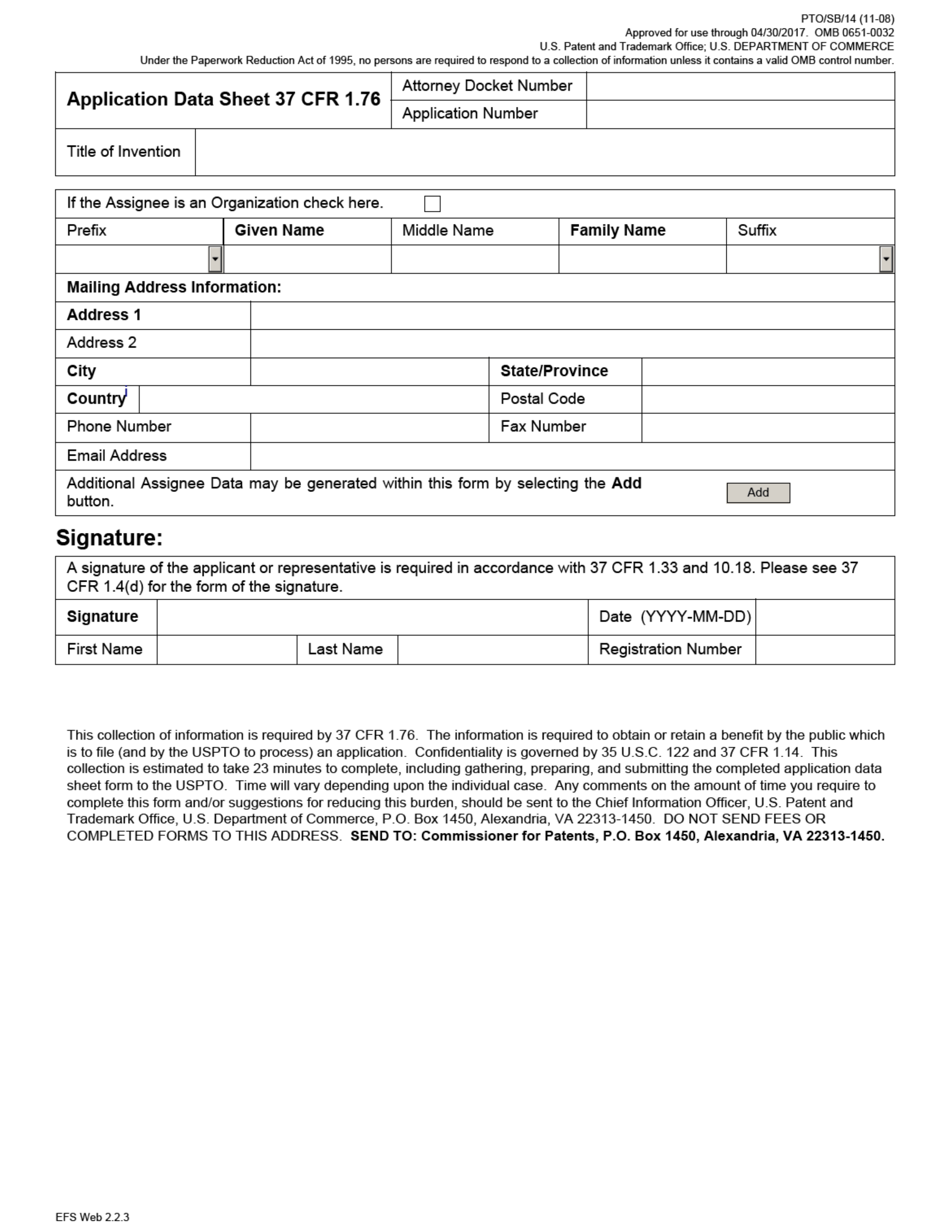 Form pto sb 14 fill out sign online and download fillable pdf
