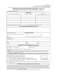 Document preview: Form PTO/SB/16 Provisional Application for Patent Cover Sheet