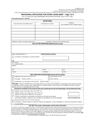 Form PTO/SB/16 &quot;Provisional Application for Patent Cover Sheet&quot;