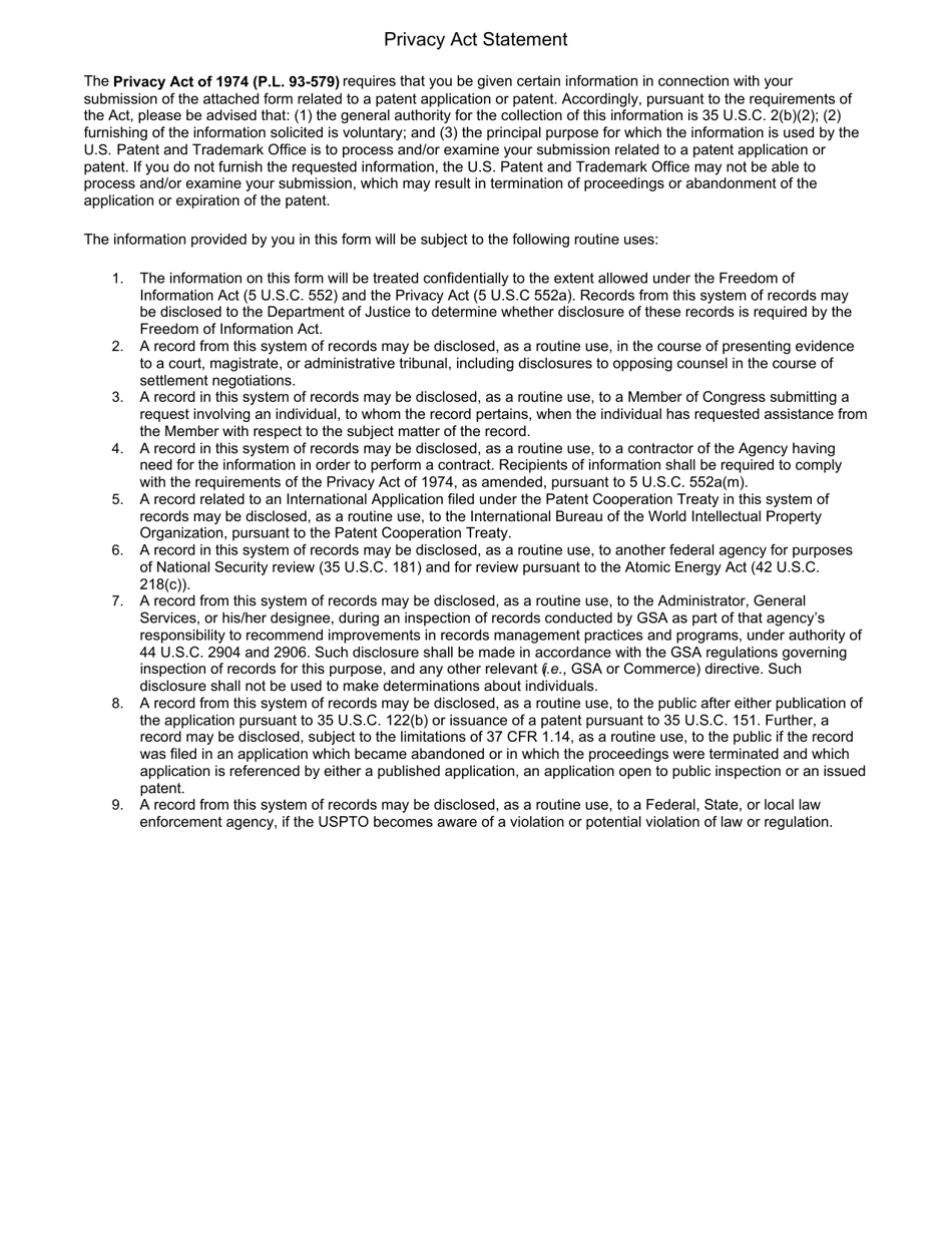 Form PTO / SB / 20BR Request for Participation in the Patent Prosecution Highway (Pph) Pilot Program Between the Brazilian National Institute of Industrial Property (Inpi) and the Uspto, Page 3