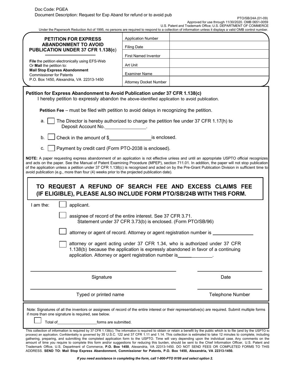 Form PTO/SB/24A - Fill Out, Sign Online and Download Fillable PDF ...