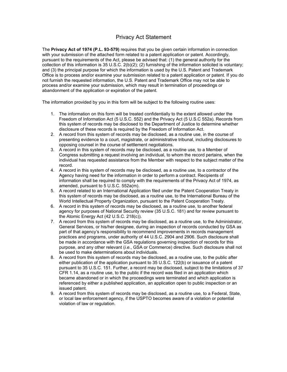 Form PTO / SB / 36 Rescission of Previous Nonpublication Request (35 U.s.c. 122(B)(2)(B)(II)) and, if Applicable, Notice of Foreign Filing (35 U.s.c. 122(B)(2)(B)(Iii)), Page 2