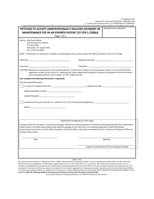 Form PTO/SB/66  Printable Pdf