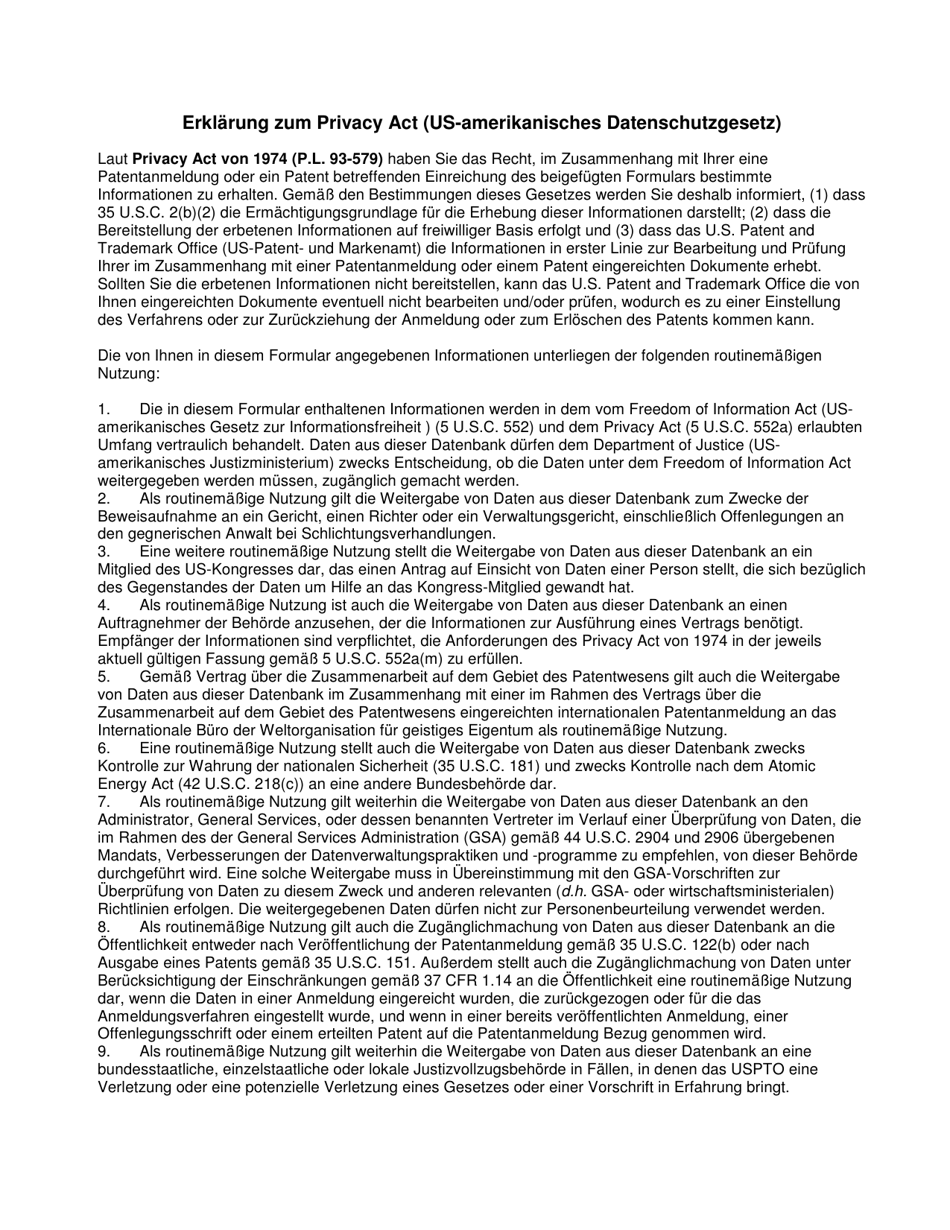 Form PTO / SB / 103 Declaration for Utility or Design Patent Application (37 Cfr 1.63) (English / German), Page 5