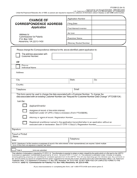 Form PTO/SB/122 Change of Correspondence Address Application