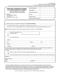 Form PTO/SB/123B &quot;Third Party Requester Change of Correspondence Address - Reexamination Proceeding&quot;