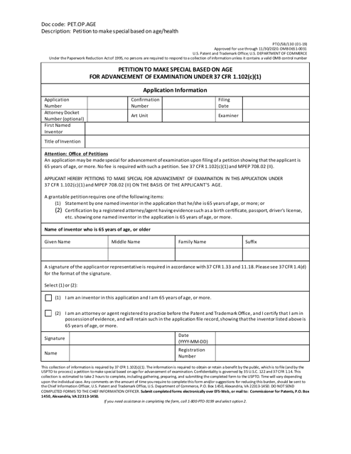 Form PTO/SB/130  Printable Pdf